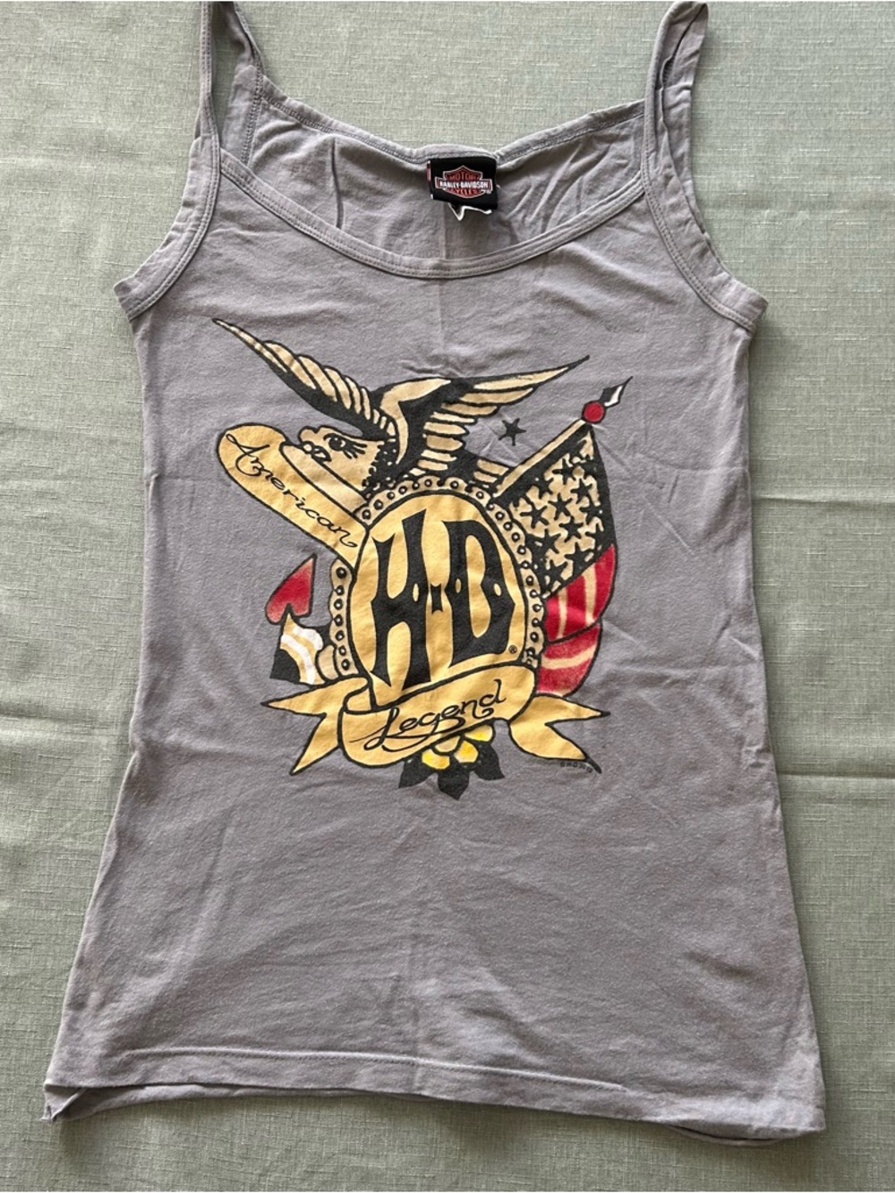 Harley-Davidson Gray Tee with Black Label and Yellow Logo